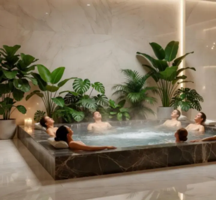 Spa i wellness oaza hotela Roving Luck s bazenom i prostorom za opuštanje.